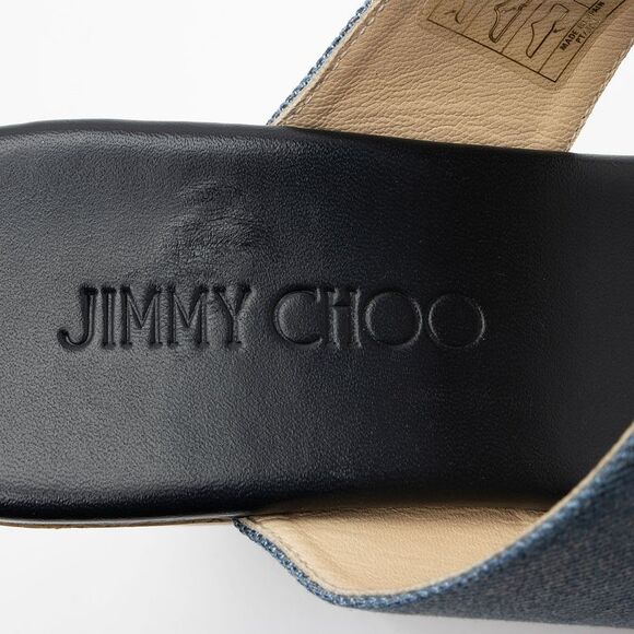 Jimmy Choo Metallic Denim Parker Wedges - Size 7.5 / 37.5 - Picture 6 of 7